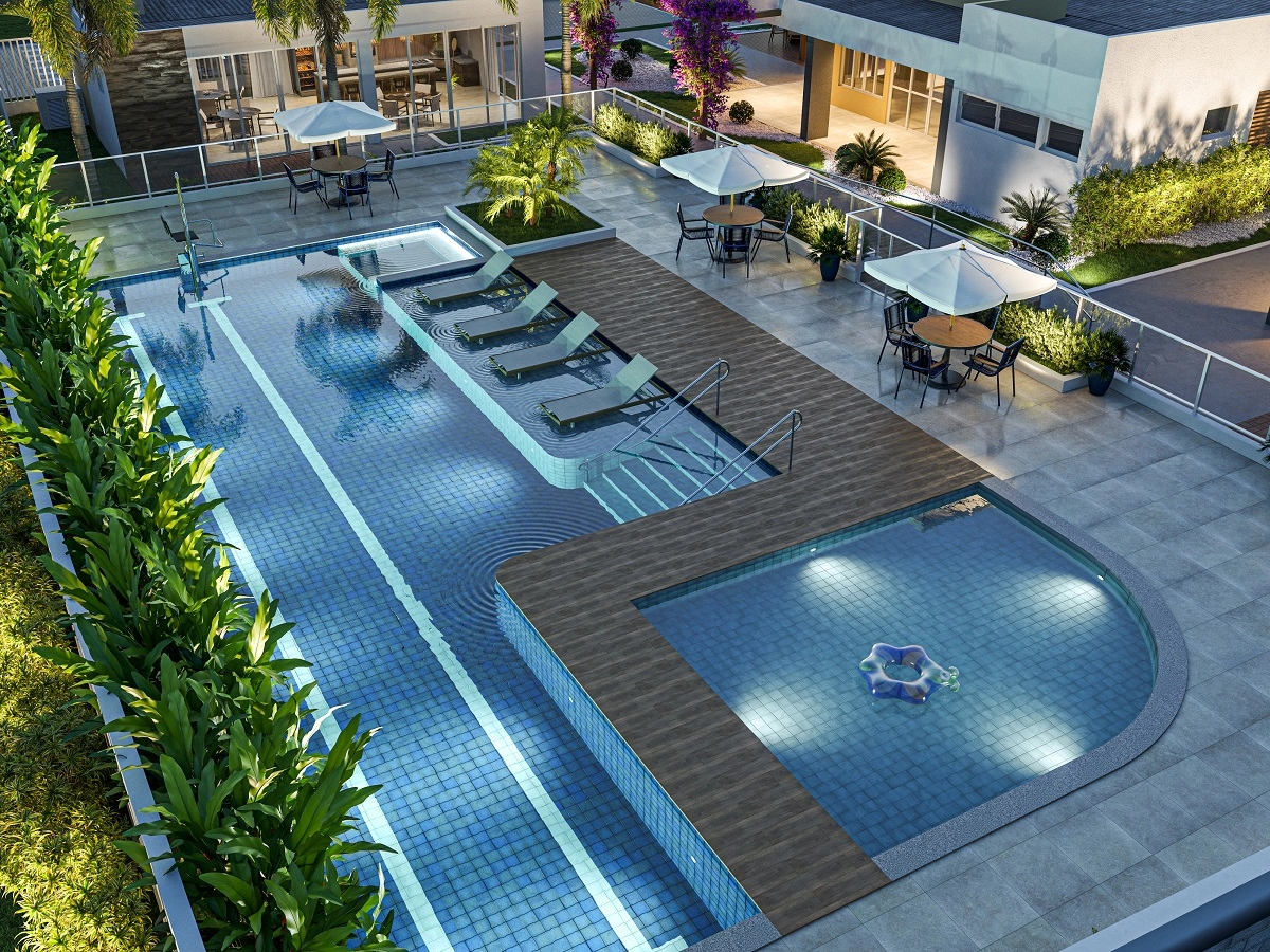 Vista de áreas das piscinas